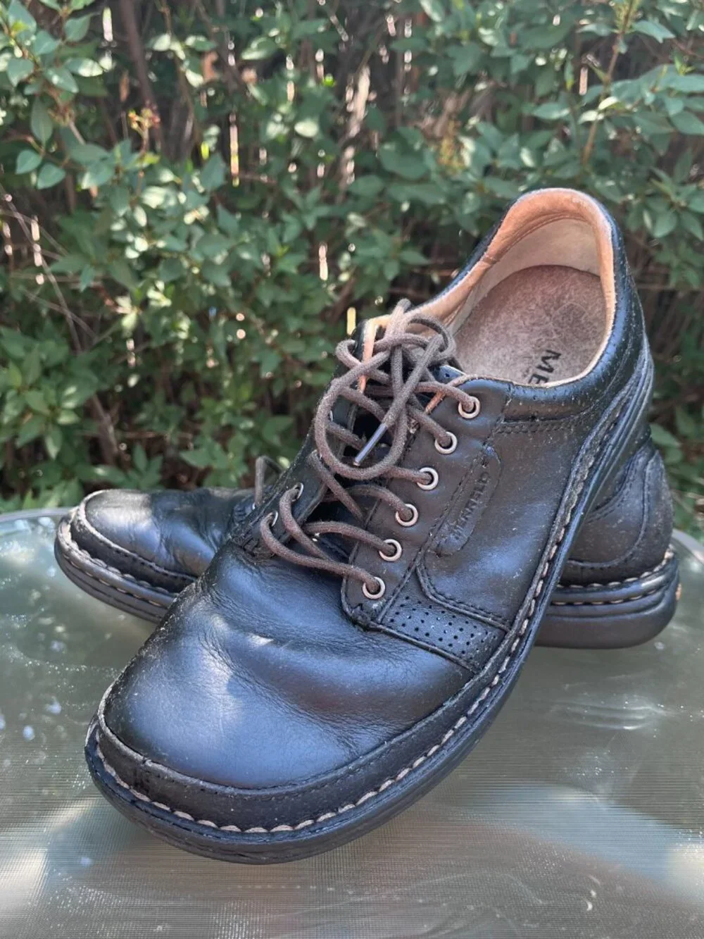 Merrell Men's Psychic Black Pebbled Leather Lace Up Oxford Light Shoes 9